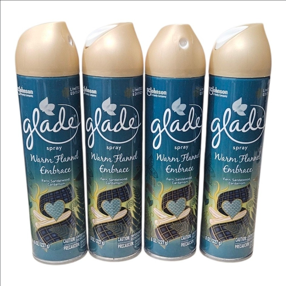 Glade Warm Flannel Embrace Air Freshener Spray 8oz Limited Edition 4 Pack